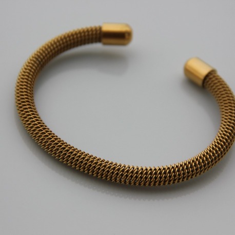 Gold Tone Hasır Kelepçe | Çelik