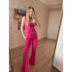 Pembe Premium Yelek Pantolon Takım