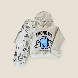 Zr Model Unisex Çocuk Baskılı Içi Polarlı Eşofman Takım