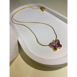 Pink Butterfly Kolye