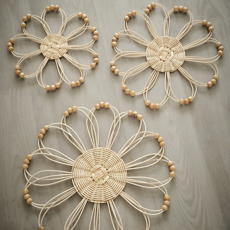 Rattan 3 lü duvar dekorasyon ürünü