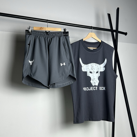 Buffalo Anthracite Cotton Sleeveless T-shirt & Rank G2  Micro Shorts Combin  |  1033