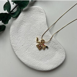 Çelik Girly Charmlı Kolye Gold