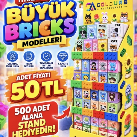 500 Adet Stand hediyeli İTHAL ORJİNAL BÜYÜK BRİCKS 