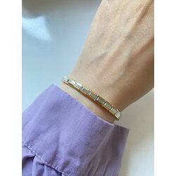 İnce Ortası Gümüş Kenarı Gold Bileklik