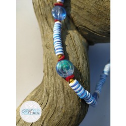 FK-0040 Mavi Helezon Çek boncuğu mercan Fimo Kolye