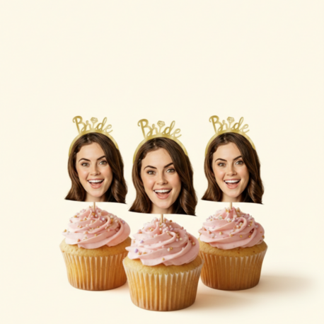 Bride Cupcake Topper – Kişiye Özel Fotoğraflı Cupcake Süsü