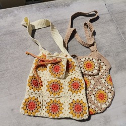 Crochet Bag, Granny Square Bag, Crochet Purse, Crochet tote Bag, Retro Bag, Hippie Bag, Gifts for He