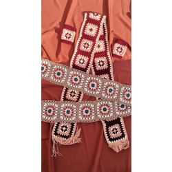 Granny Square Scarf,Crochet Scarves,Crochet Retro Scarf,Long Winter Scarf,Knit Scarf,Crochet Woman S