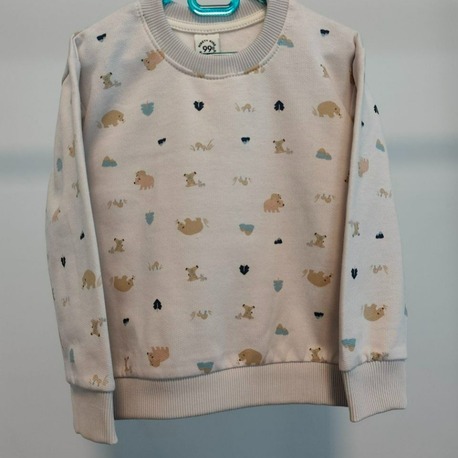 Ayıcık desenli krem sweatshirt