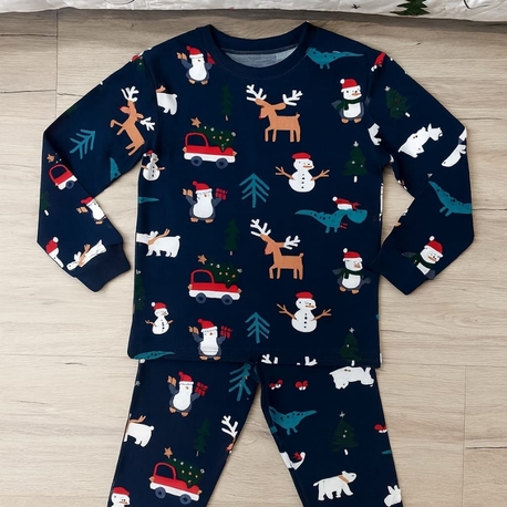 Yeni Yıl ve Kış Konseptli Yumuşacık Rahat Uyku Pijama