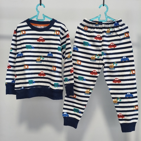 Erkek Çocuk Araç Desenli Çizgili Pijama Takımı