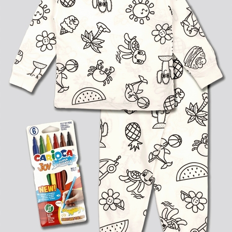 Boyanabilir Pijama Takımı (Carioca yıkanabilir boya seti ile beraber)