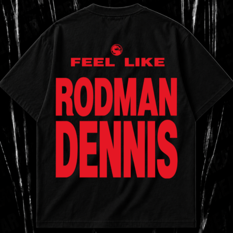 Motive&Uzi “Rodman Dennis” baskılı siyah oversize T-shirt