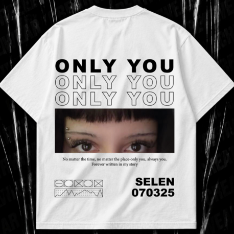 Kişiye Özel “Only You” baskılı beyaz oversize T-shirt