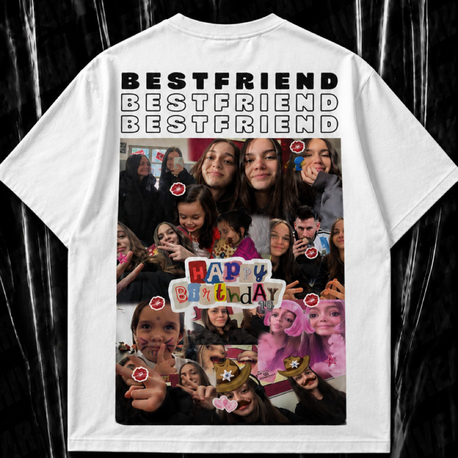 Kişiye özel “Bestfriend” baskılı beyaz T-shirt 