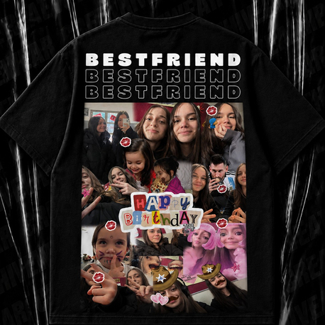 Kişiye özel “Bestfriend” baskılı siyah T-shirt