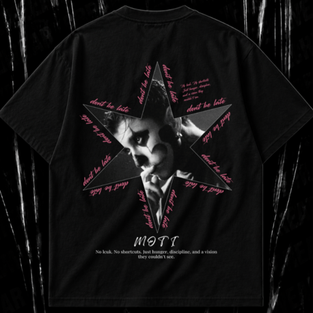 MOTİVE - Dont Be Late "Dark Grunge” Siyah Oversize T-shirt