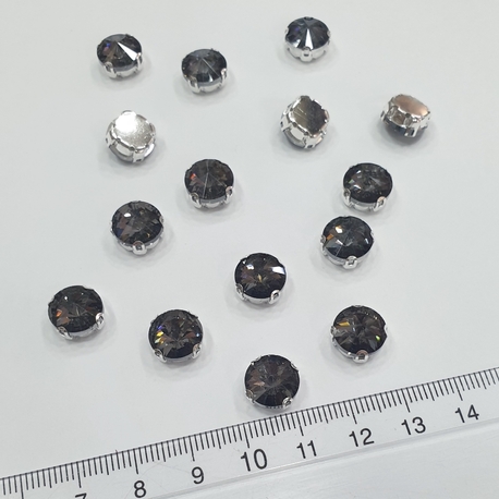Kasalı Taş - Gri Yuvarlak 10mm (10 Adet)