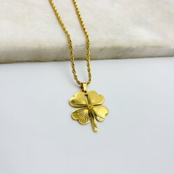 Çelik Yonca Kolye (60 cm)