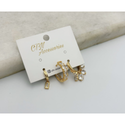 Özel Seri Gold Shakira Üçlü Set Küpe