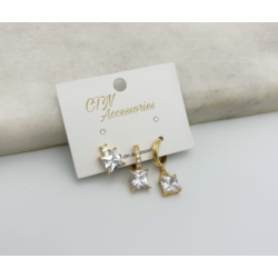 Özel Seri Pırlantalı Üçlü Set Küpe