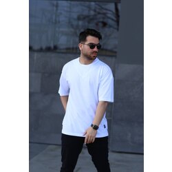 V Yaka Oversize Beyaz T-shirt