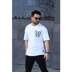 Love Baskılı Beyaz Oversize T-shirt 