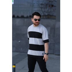 Parçalı Oversize Gri Siyah T-shirt