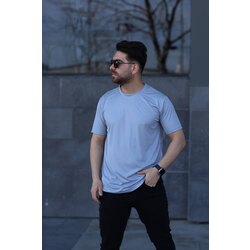 Kare Desenli Gri T-shirt 