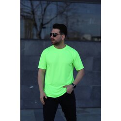 Kare Desenli Neon Yeşili T-shirt 