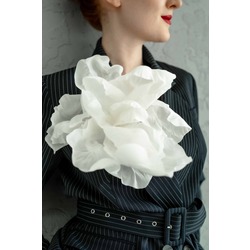 PEONY ipek çiçek broş büyük boy beyaz