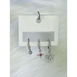 3’lü Çiçek Model Silver Küpe 