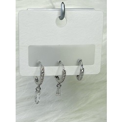 3 ‘lü Damla Silver Küpe 