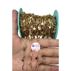 Bijuteri Lak Kaplama Yıldız Sallantılı Zincir Gold Rengi