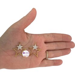 Çelik Taşlı İç İçe Yıldız Sarı Tek Kulplu