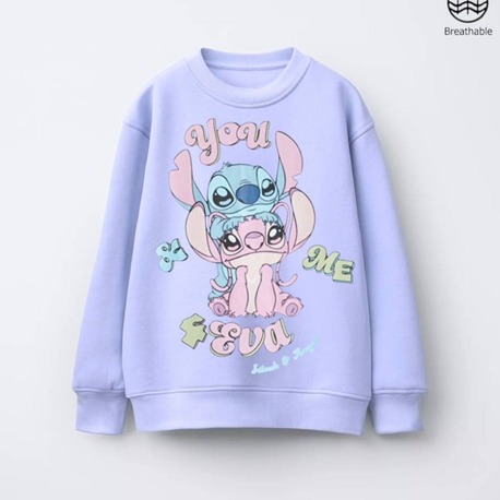 Kız Çocuk Lila Stitch Baskılı Sweatshirt