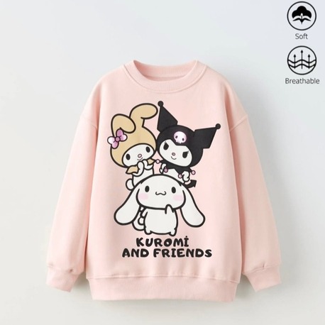 Kız Çocuk Kuromi and Friends baskılı sweatshirt