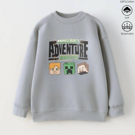 Erkek Çocuk Minecraft Baskılı Sweatshirt