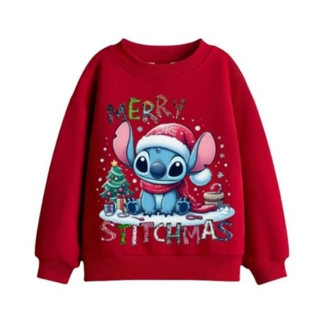  Yılbaşı Stitch Merry stitchmas Çocuk Sweatshirt