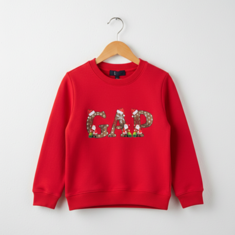 Yılbaşı Temalı Kırmızı Çocuk Sweatshirt (Kız/Erkek Çocuk)