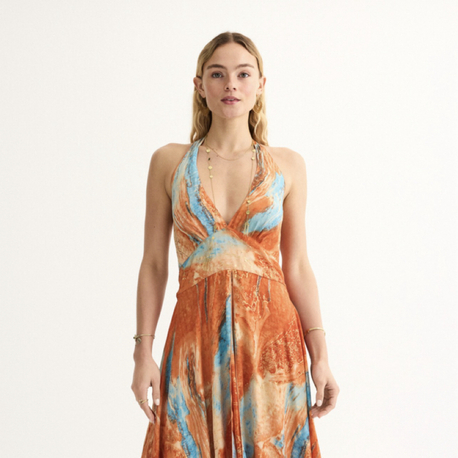 Hera orange maxi elbise ld1582