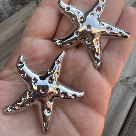 Moon surface star küpe silver