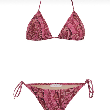 Desenli fuşya bikini takımı