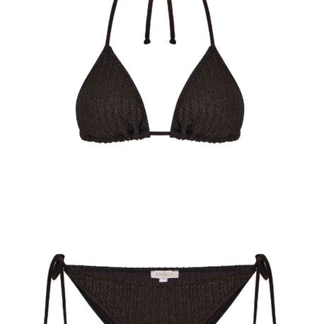 Lame baskı desenli parlak bikini takımı