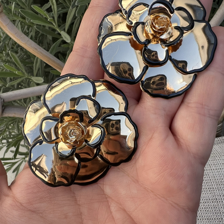 Blackgold floral küpe