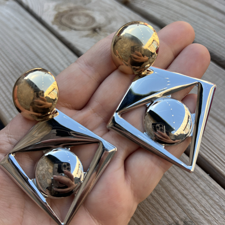 Gold silver extravagant küpe