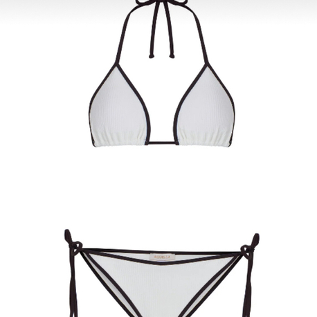 Biye detaylı beyaz bikini takımı