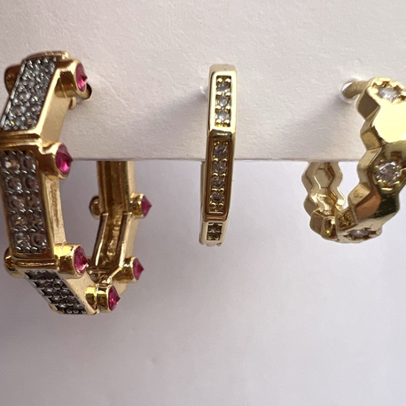 Üçlü set ruby küpe