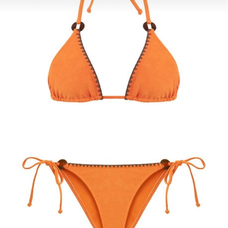 Süet dokulu turuncu bikini takımı